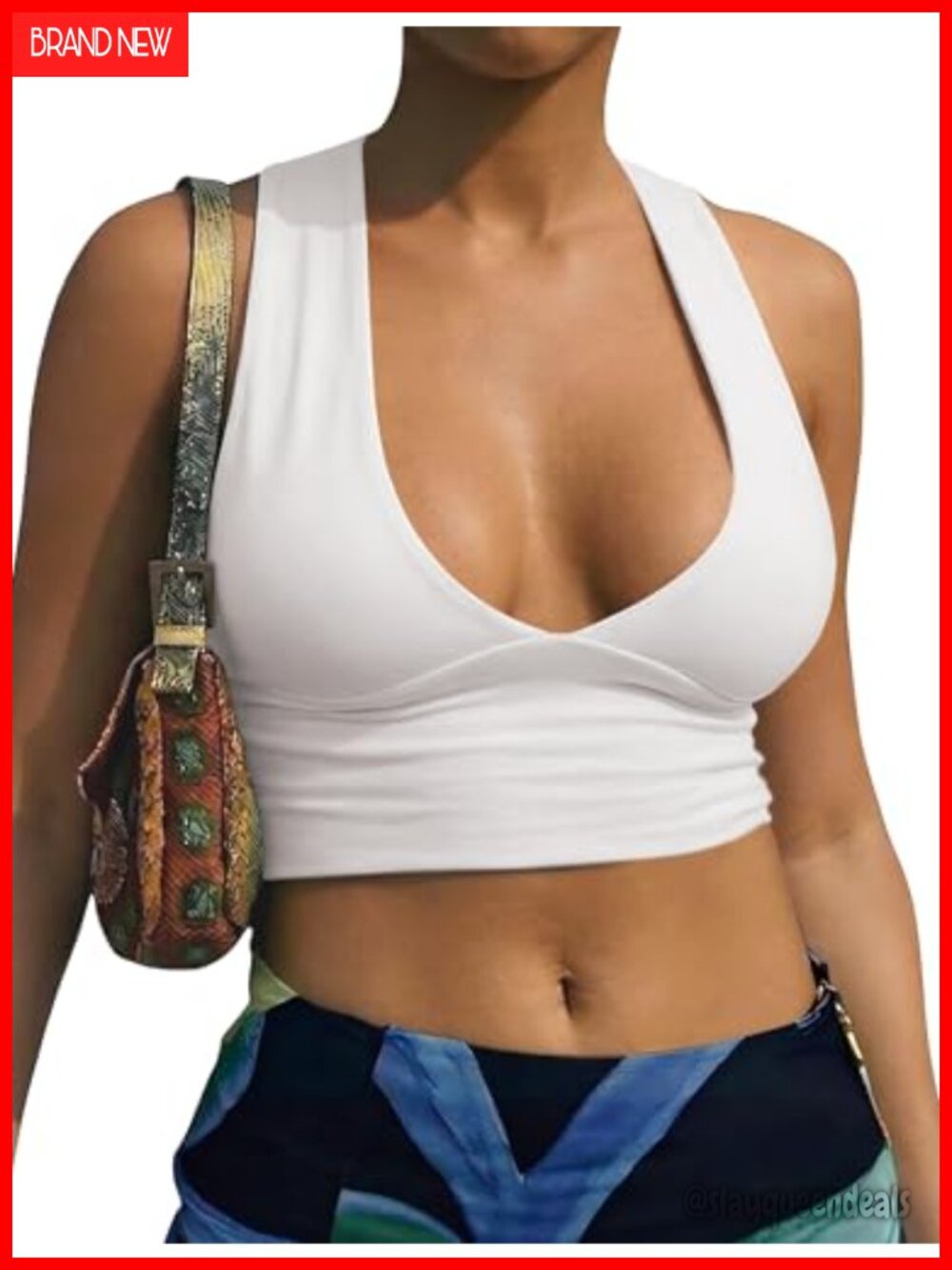 Sexy Deep V Neck Crop Top Back Cutout Racerback Tank